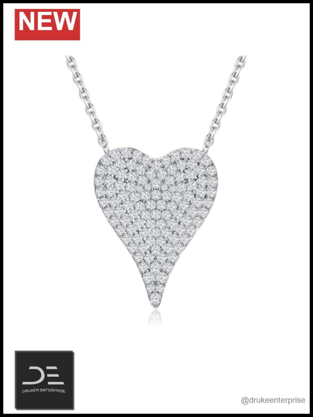 14K Gold Plated Silver Pave Birthstone Heart Pendant Necklace 18 inch